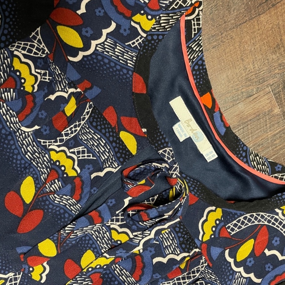 Boden Navy Dress with Multicolor Pattern - Picture 3 of 6